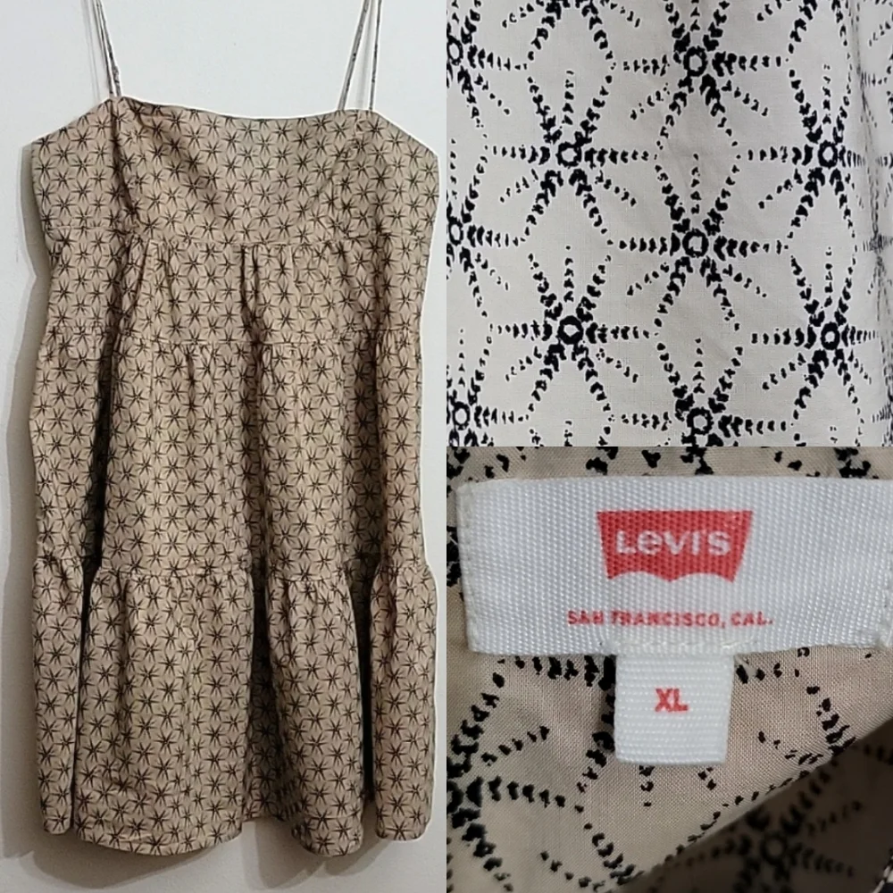 LEVI'S  Women's Casual Tan/Black Spaghetti Strap Dress Size XL